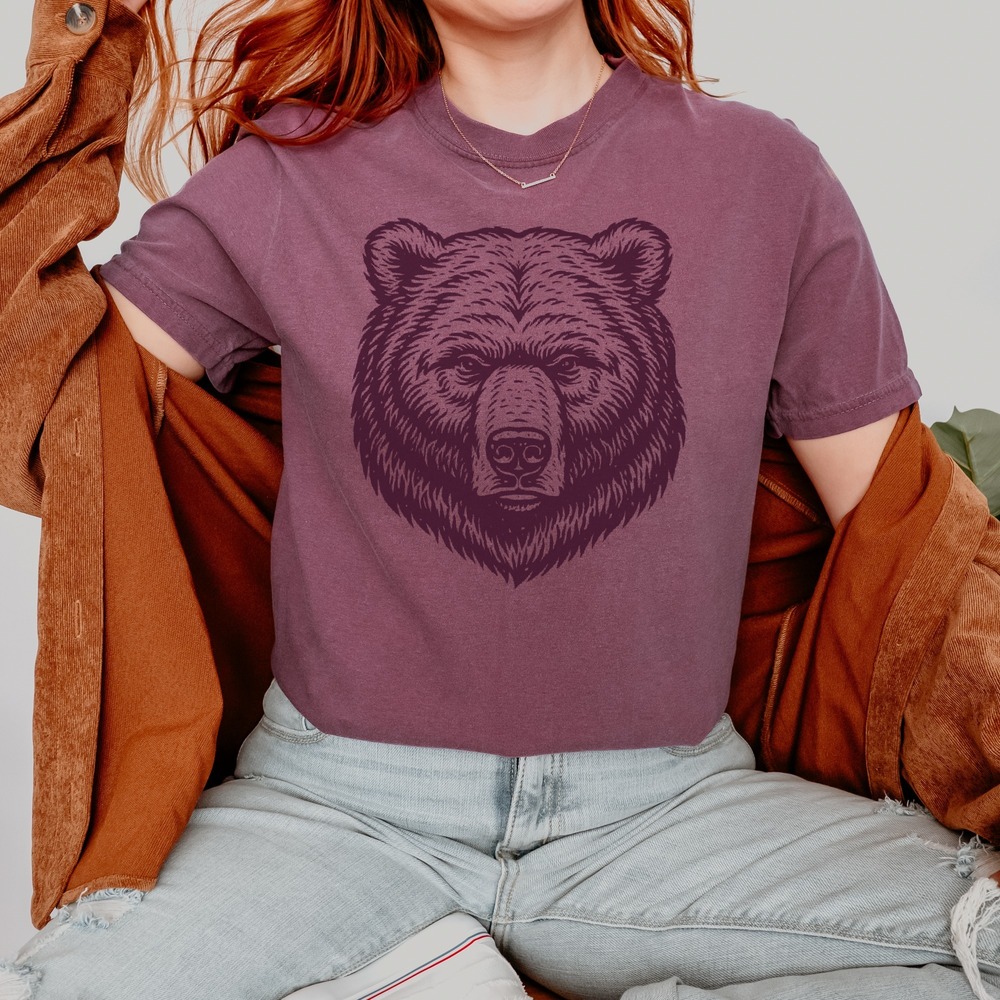 Linocut Style Bear Forest Creature Art Shirt